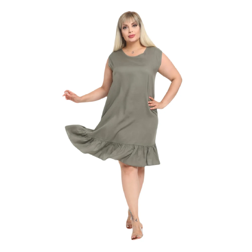 

Женское платье Fierte большого размера Bk21277, с круглым вырезом, без рукавов, из вискозной ткани, летнее, повседневное