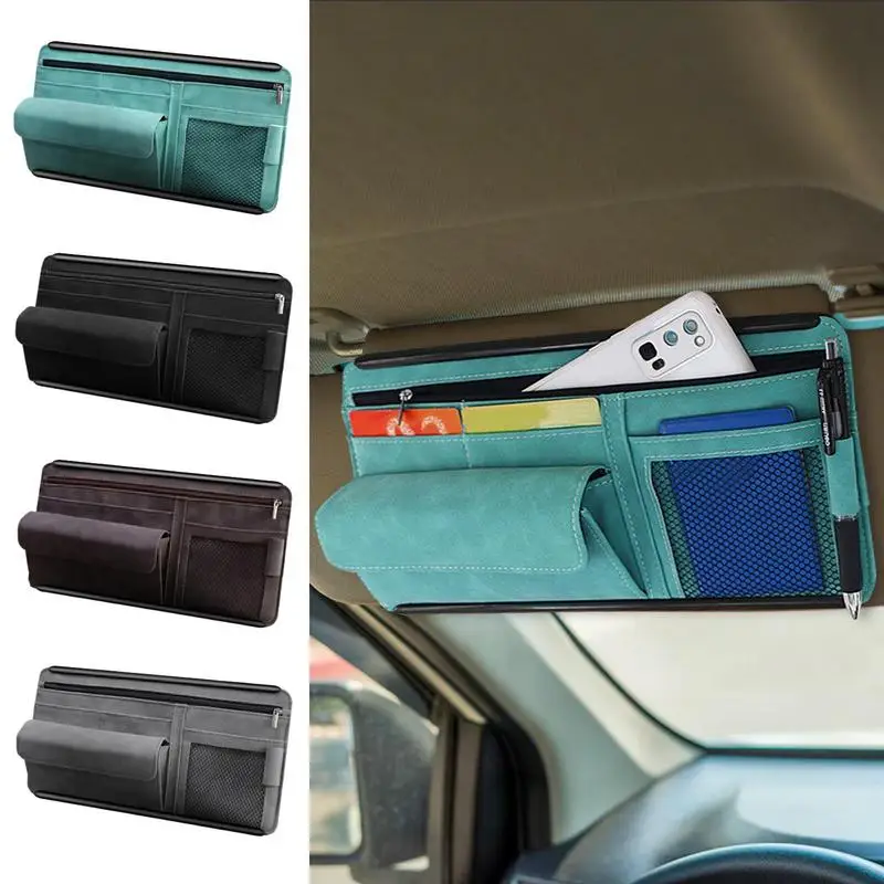 

Car Sun Visor Organizer Multifunctional Auto Visor Storage Sunglasses Organizer Space Saving Visor Sunglass Holder For Ticket
