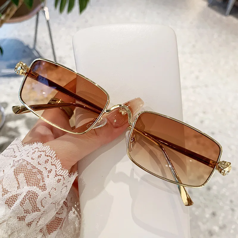 Маленькие квадратные солнцезащитные очки с леопардовым принтом для женщин и