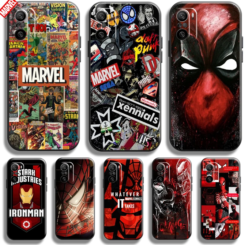 

Marvel Avengers Logo For Xiaomi Redmi K40 K40 Pro K40 Gaming Phone Case Funda Coque Black Back Carcasa Liquid Silicon Soft