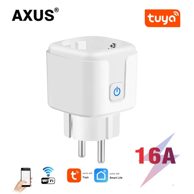 

AXUS EU WiFi Smart Socket 16A Tuya Smart Life Home Power Plug APP Wireless Remote Voice Control Power Control Timer