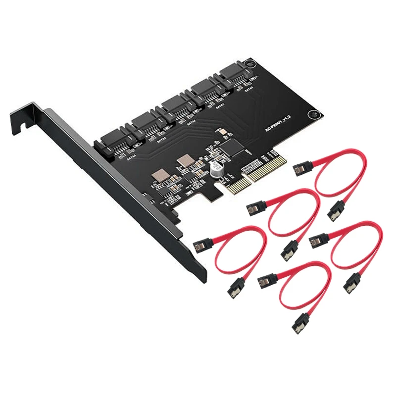 

PCIE Плата расширения PCIE X4 на 5-портовый SATA 3.0 6Gps чехол для настольного компьютера твердотельный механический жесткий диск адаптер карта