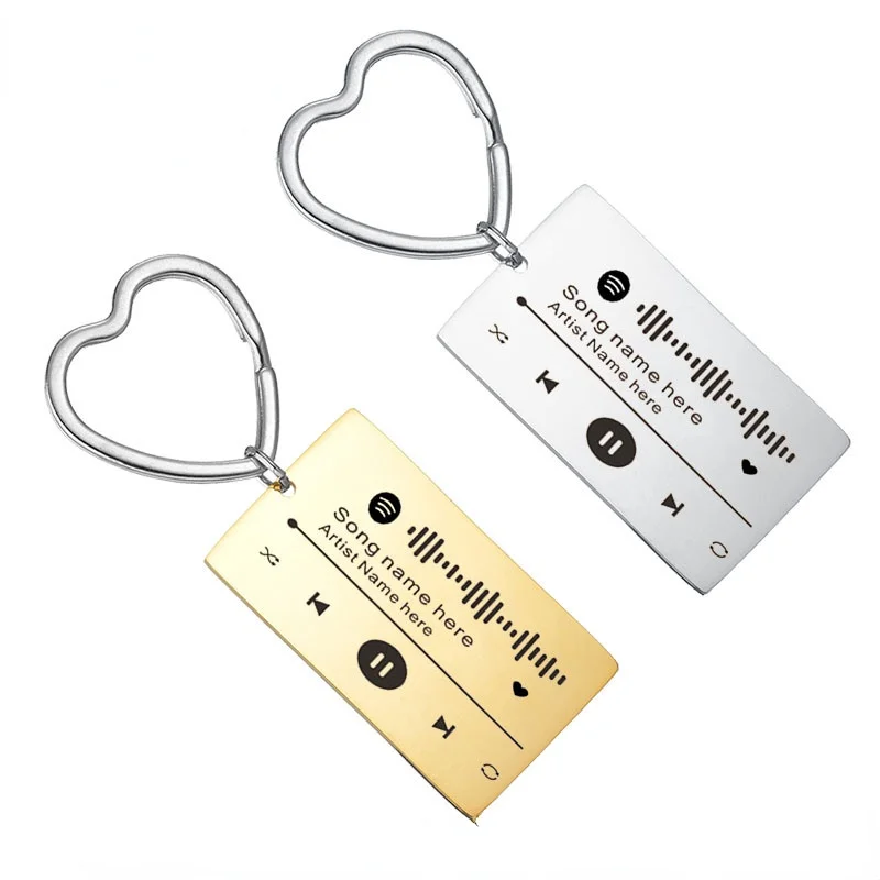 

Stainless Steel Custom Keychain Silver Gold Color Customized Song Name Singer Boyfriend Girlfriend Gift Laser Engrave Keychain