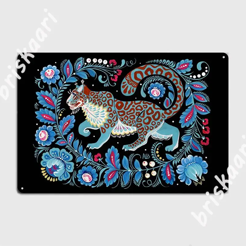 Фольклорное искусство Снежный Леопард металлическая вывеска - Цена: 739.2