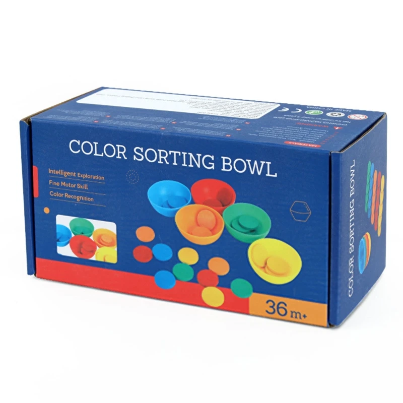 

Montessori Toy Color Sorting Bowl Puzzle Toy for Baby Fine Motor Skill Counting Matching Toy Early Learning Toddler Gift P31B