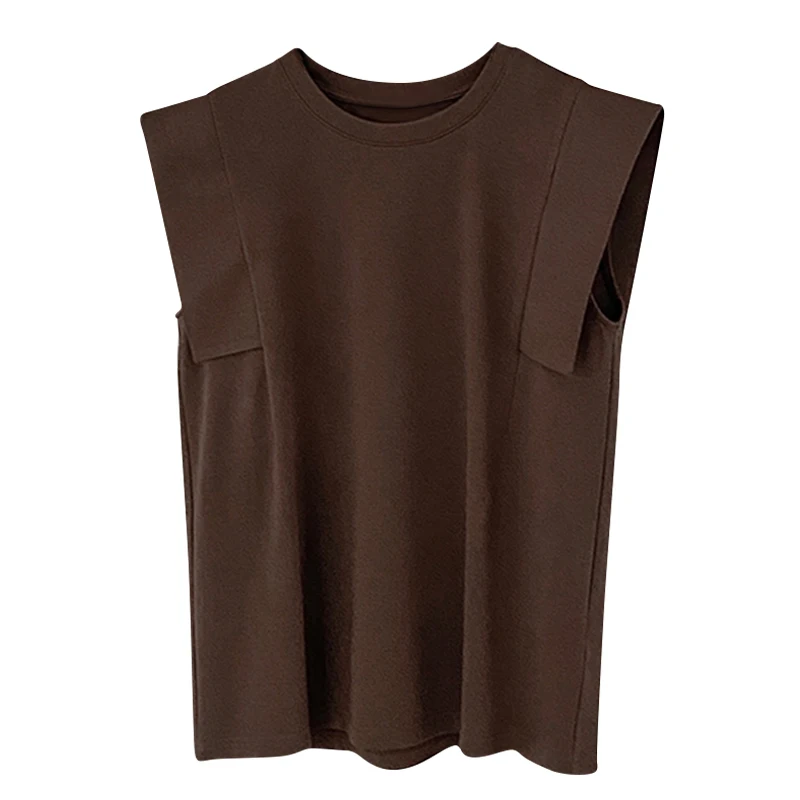 Однотонная Универсальная футболка без рукавов с узлом и круглым вырезом