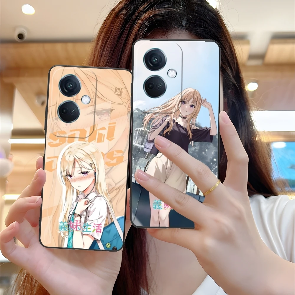 Милый чехол для мобильного телефона Gimai Seikatsu OPPO Find X5 X3 X2 A93 Reno 8 7 Pro A74 A72 A53 Черный