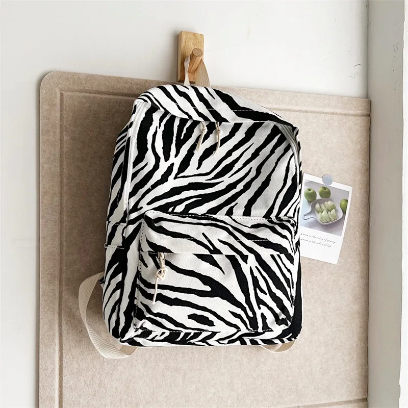 New niche high school backpack 2022 simple zebra print backpack female college student ins tide brand school bag