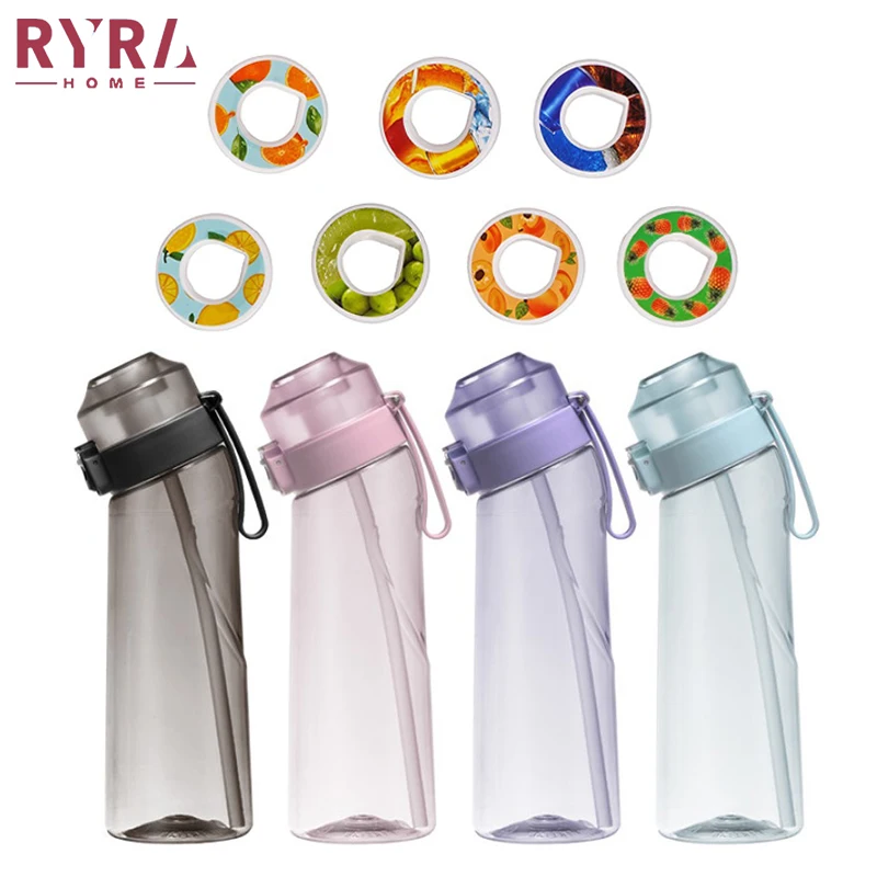 

650/500ml Fitness Sports Fragrance Plastic Air Up Water Bottles With Straw Air Scent Fruit Flavour Up For Outdoor Sports Hiking