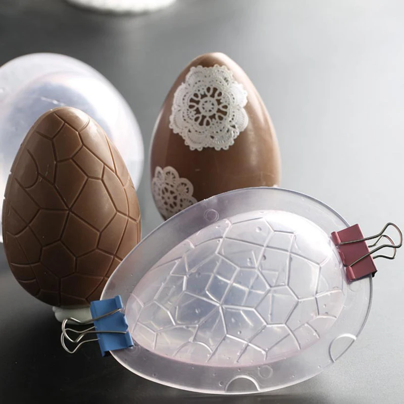 Plastic Easter Egg Model 3D Chocolate Mold with Pattern Baking Tool for Kitchen Cooking | & Pastry Tools