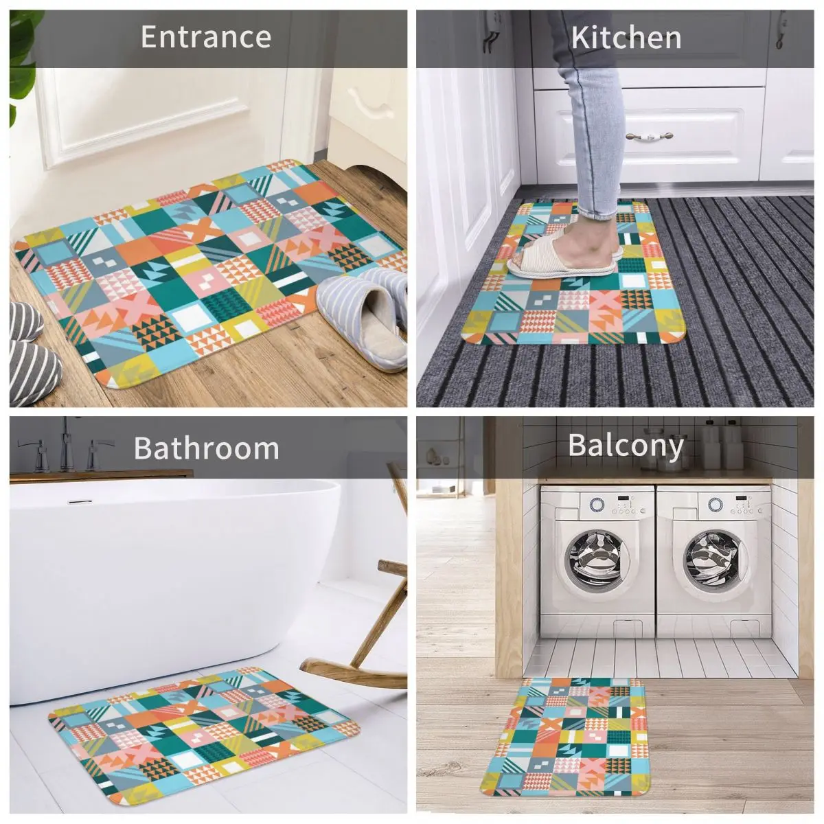 

Дверной коврик с геометрическим рисунком, 3D ковер для ванной, нескользящий, для входа в гостиную, кухню, для танцев в спальне