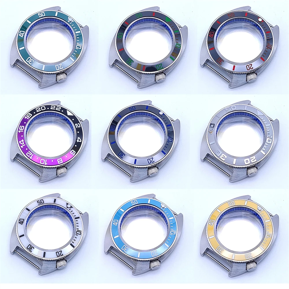 

40MM Ceramics Bezel Watch Black/ Chapter Ring Stainless Steel Sapphire Glass Case Accessories for NH35A NH36 Movement