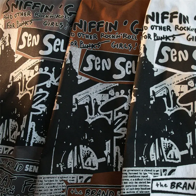 Футболка оверсайз с коротким рукавом уличный Топ в стиле хип-хоп круглым вырезом