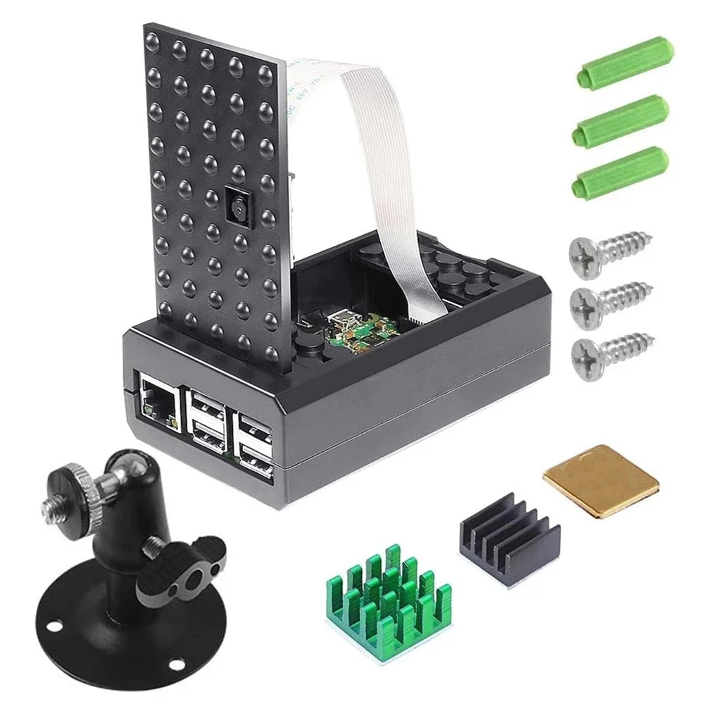 

1 комплект для Raspberry Pi 3 B + чехол, поддерживающий установку камеры с радиатором, Чехол-держатель для модели Raspberry Pi 3