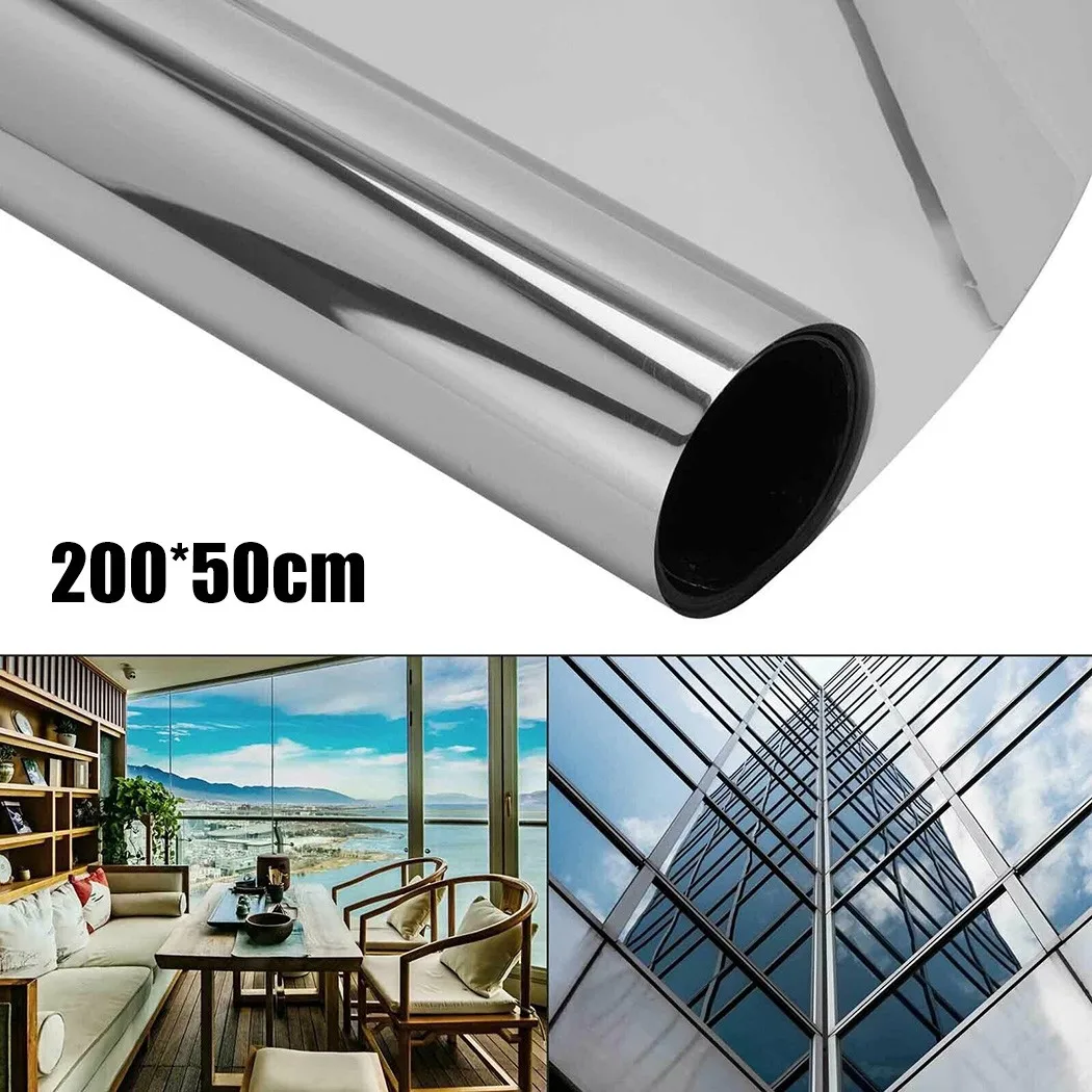 

Зеркальная пленка 50 см X 200 см, стекло, изолированное зеркало, односторонняя конфиденциальность, отражающая Солнечная пленка, совершенно новая, прочная