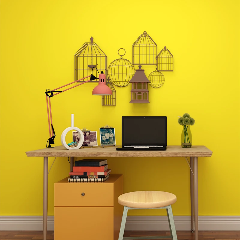 

Nordic breeze pure pigment color wallpaper bedroom living room TV setting warm yellow yellow lemon yellow bright yellow wallpa