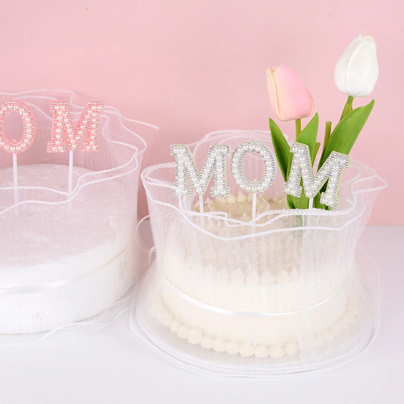 

DIY MOM Cake Dessert Decoration Happy Mother's Day Gift Cake Toppers White Yarn Supplies Birthday Party Wedding Love Cake Topper