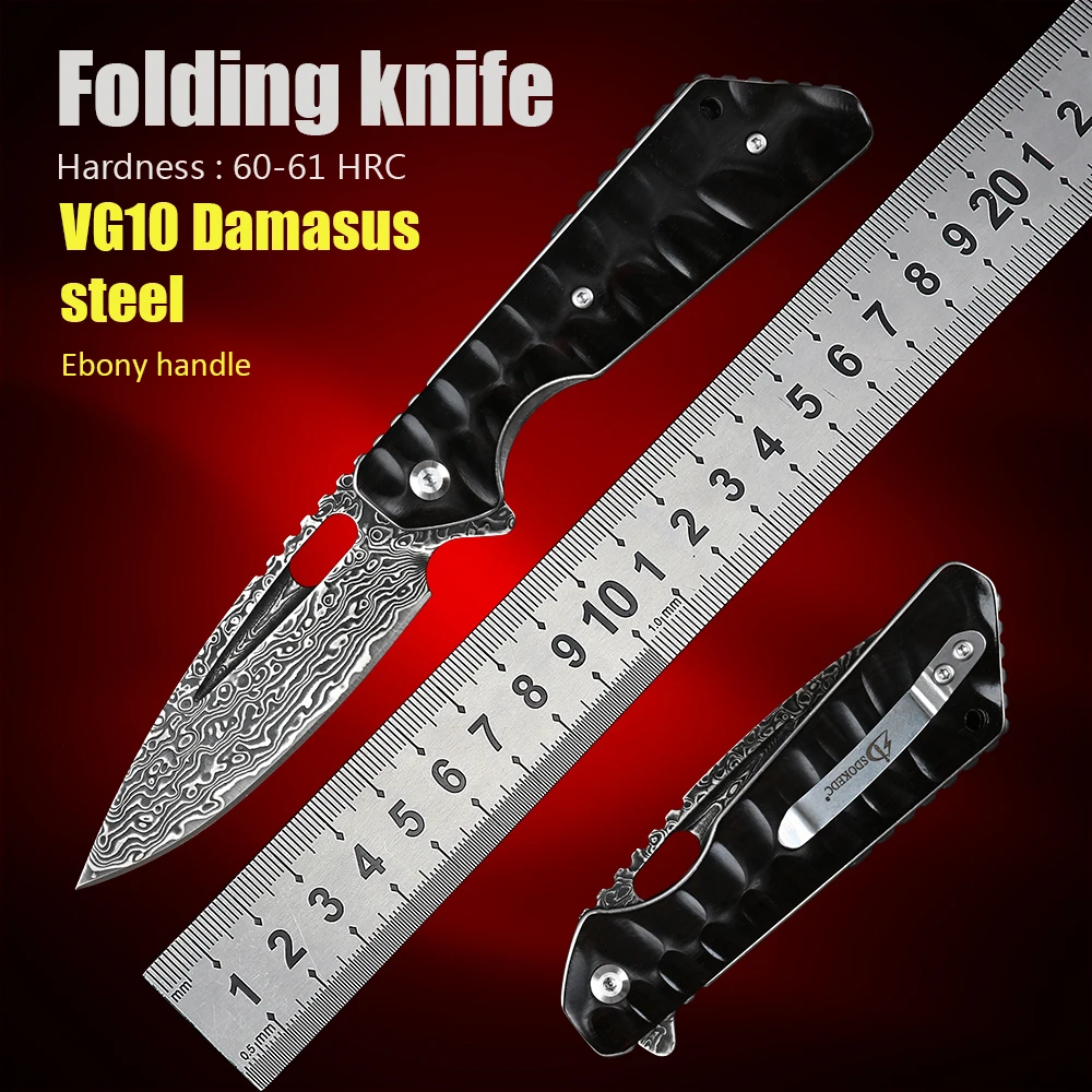 

Outdoor Camping Utility Pocket Knives Self Defense EDC Tool Tactical Survival Hunting Folding Knife Damaskus