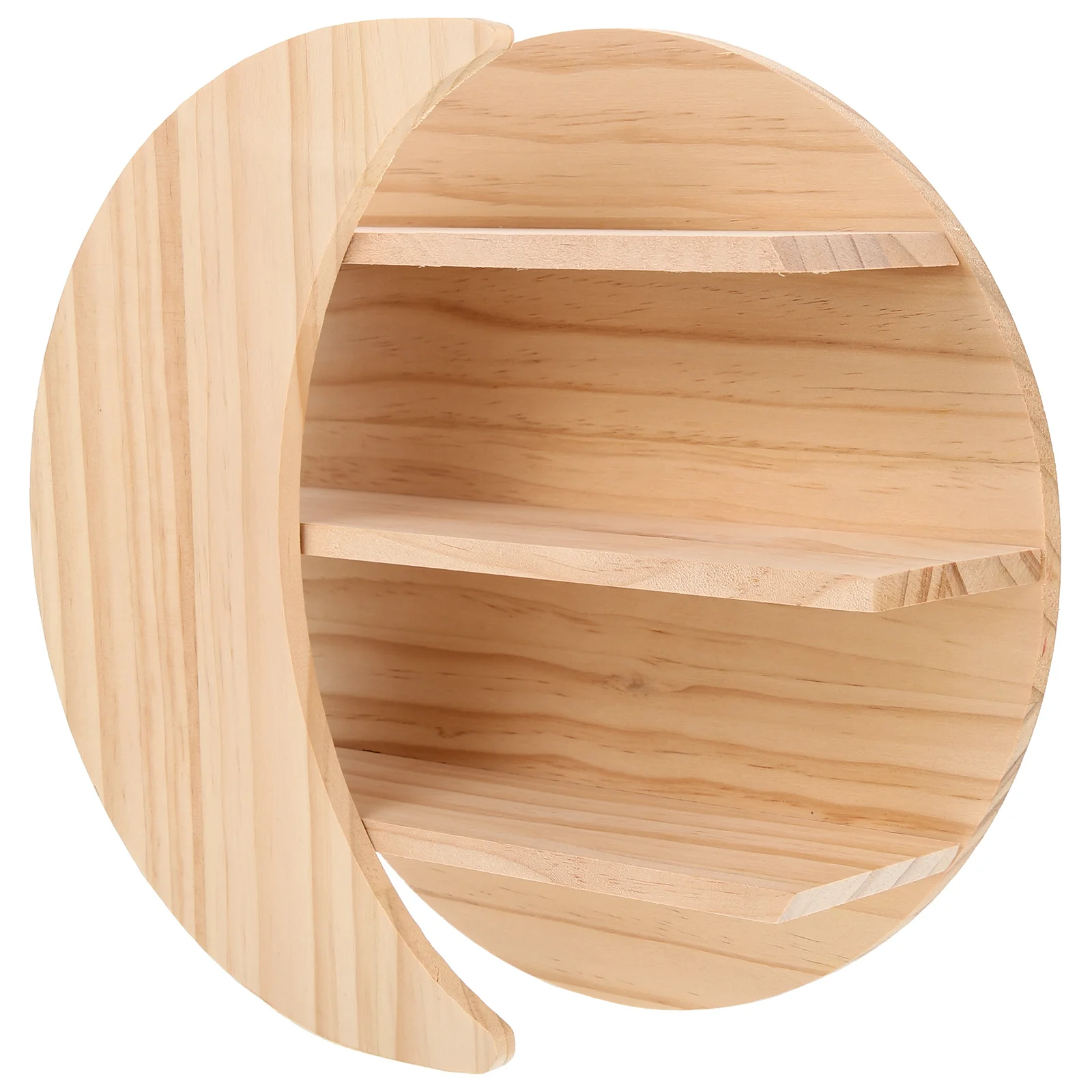 

Moon Wall Mount Simple Shelf Rustic Decor Storage Rack Floating Stand Wooden Corner