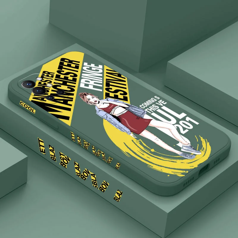 

Tide Cool Girl Phone Case For Oneplus 9R 9RT 9 8T 8 7 7T Pro 5G Liquid Silicone Cover