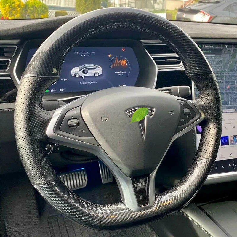 

Замша из алькантары, модель Tesla X S, углеродное волокно и искусственное рулевое колесо, сшито вручную на оберточном чехле