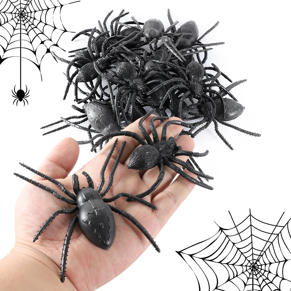

2/4/6pcs Large Realistic Spider Toy Halloween Plastic Fake Spider Black Scary Spiders for Boys Teens Adults Halloween Prank Prop