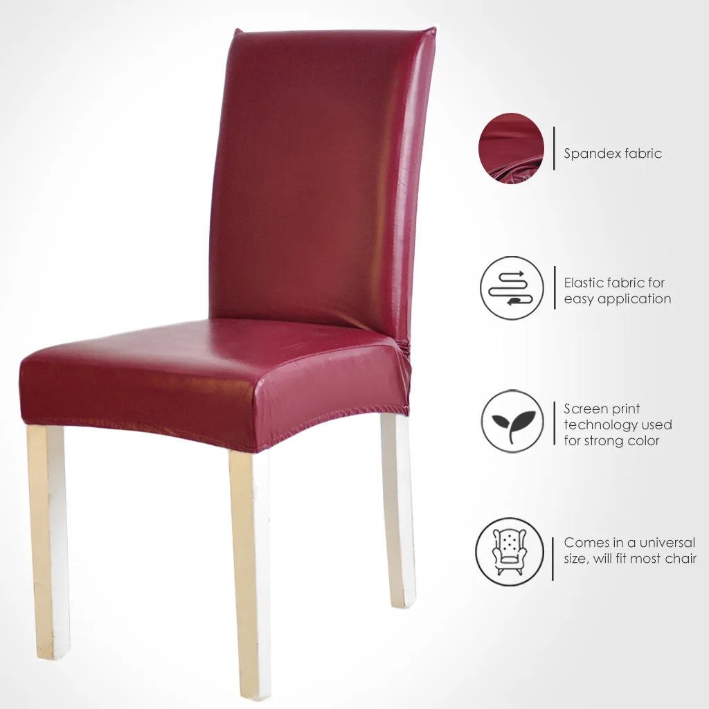 

PU Waterproof Chair Cover Spandex Antifouling Oilproof Kitchen Stretch Dining Chair Seat Case Banquet Hotel Housse De Chaise