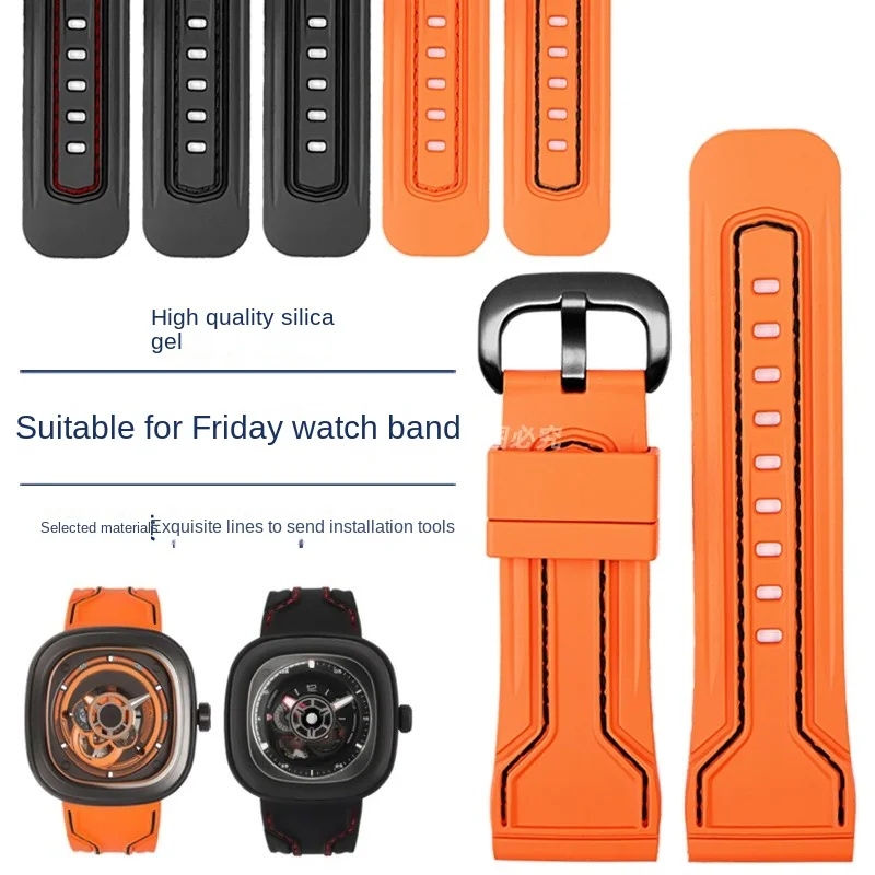 

For Seven Friday Rubber Watch Strap Waterproof silicone WatchBand Sevenfriday Series P3C/02/SF-M3/04/P1B/01 M1/M2 Braccelet 28mm