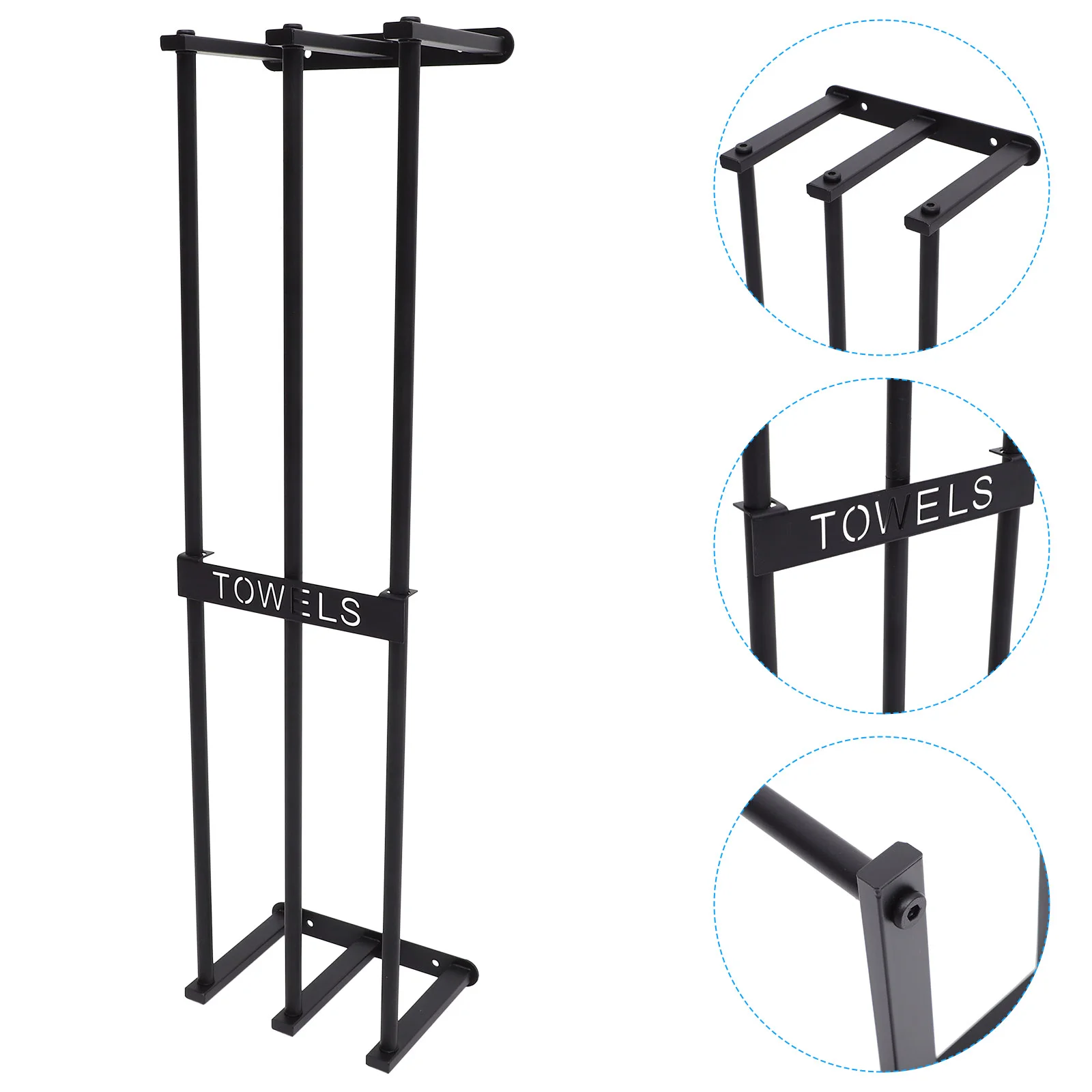 

Wall Mounted Towel Rack Bathroom Racks Black Rail Shelf Towels Storage Organizer