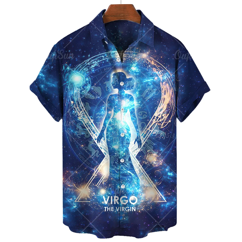 

Модная гавайская рубашка с 12 созвездиями, мужская рубашка с лацканами и пуговицами, высококачественная одежда, повседневный праздничный предпочтительный Мужской Топ