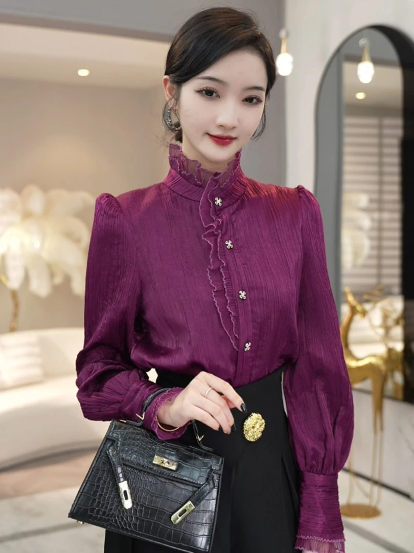 Плюс размер ранняя осень топ High Sense 2024 новые французские рубашки для молодежи