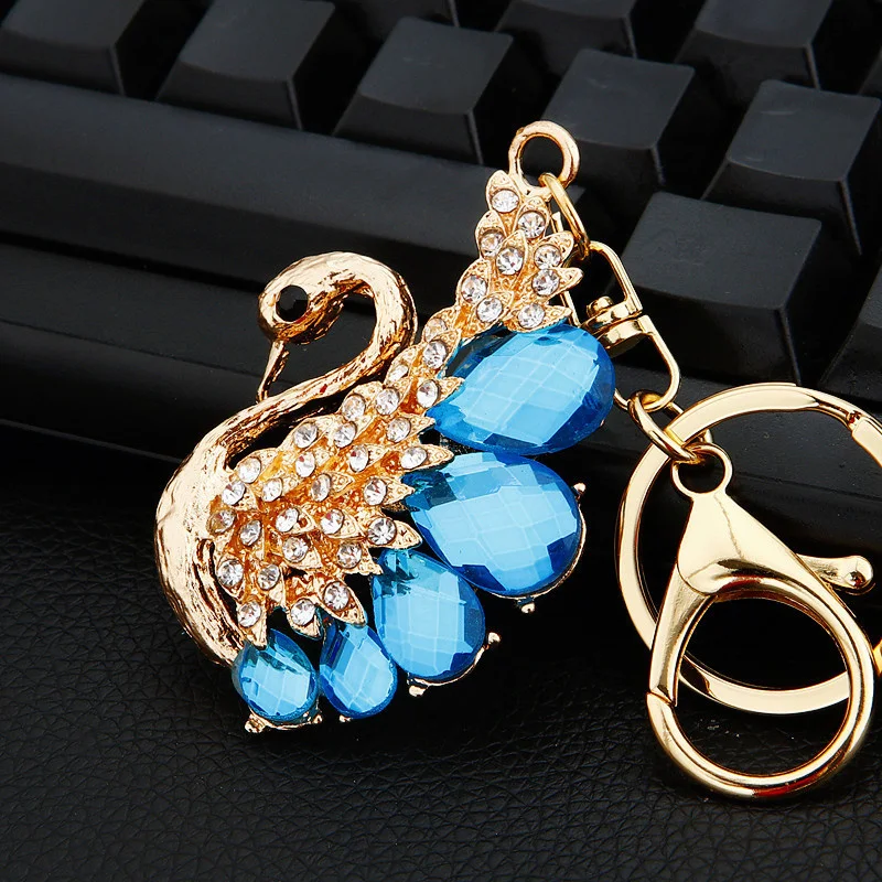 

Delicate Crystal Key Ring Swan Shaped Charm Keychain Bag Pendant Key Holder Car Decoration Key Ornaments Party Gifts