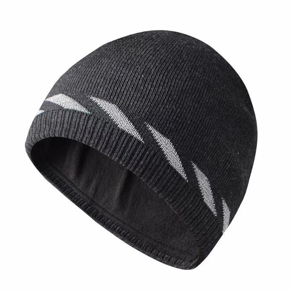 

Women Men Geometric Soft Knitted Hat Casual Warm Unisex Night Autumn Winter Outdoor Sport Beanie Elastic Reflective Stretch