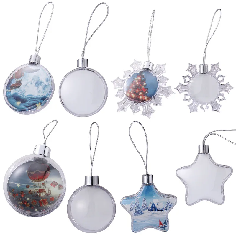 

5 pcs Plastic Sublimation Acrylic Blanks Christmas Ball Ornaments Christmas Tree Ornaments Hanging Party Pendant Decoration