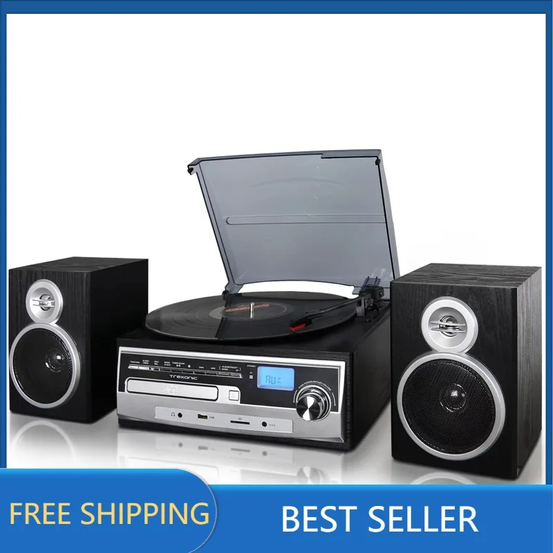 

Популярный 3-скоростной поворотный стол Trexonic с CD-плеером, FM-радио, Bluetooth, USB/SD-записью