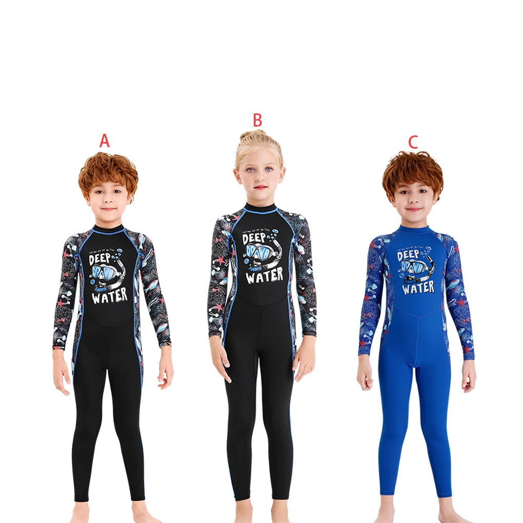 

Kids Wetsuit Simple Comfortable Diving Suit Surfing Clothes Sunproof Swimming Wear for Boys Girls Wearing Blue, Boy M