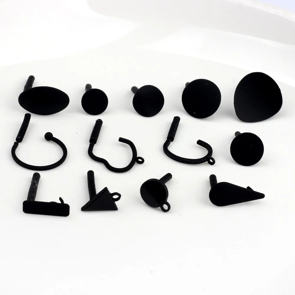 Черная резиновая краска геометрические серьги Базовые разъемы Linker 10 шт./лот для