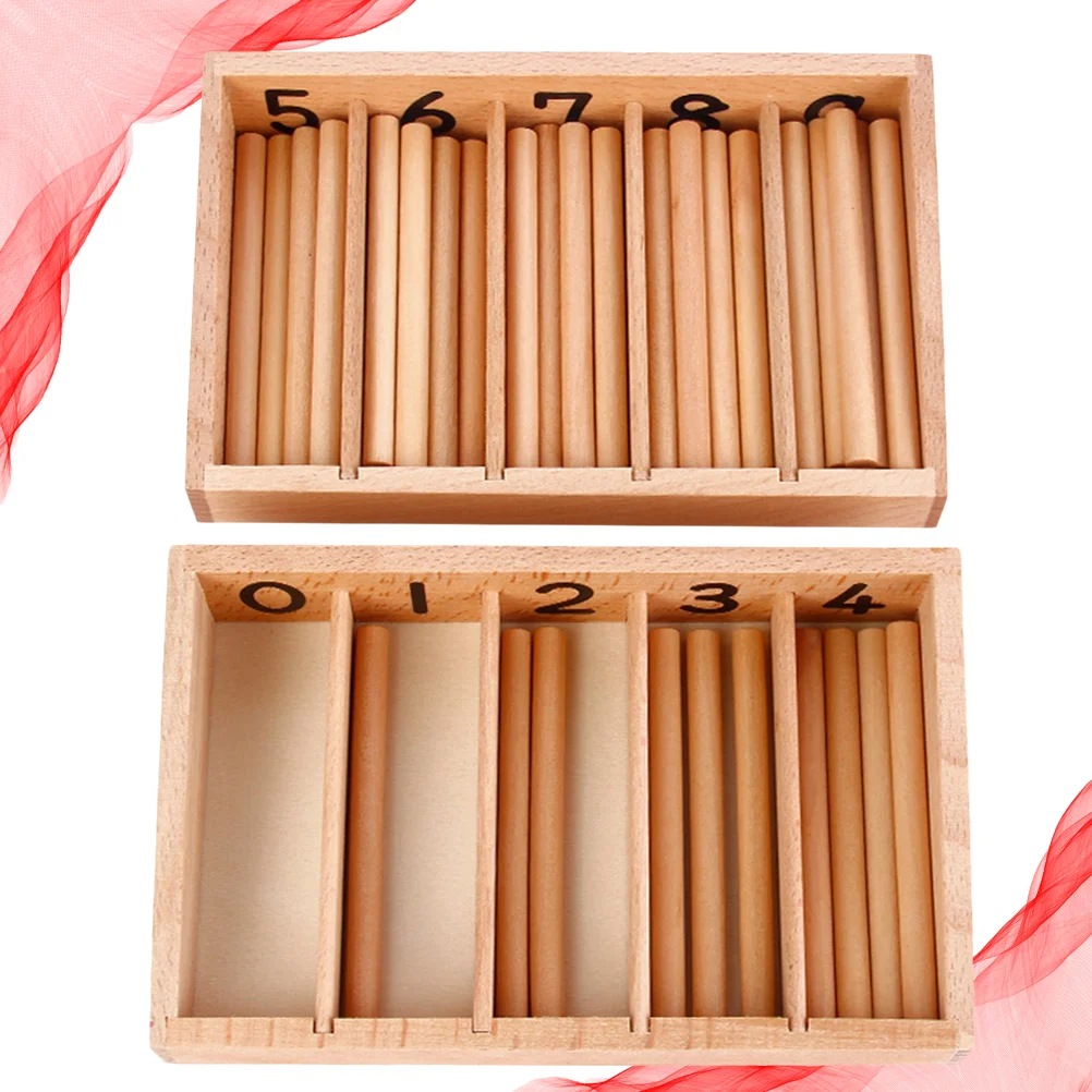 Family Pack Spindle Box Toys Kids Counting Sticks Wood Box Tray Sectional Wooden Box Bamboo Counting Rods Wood Box Child