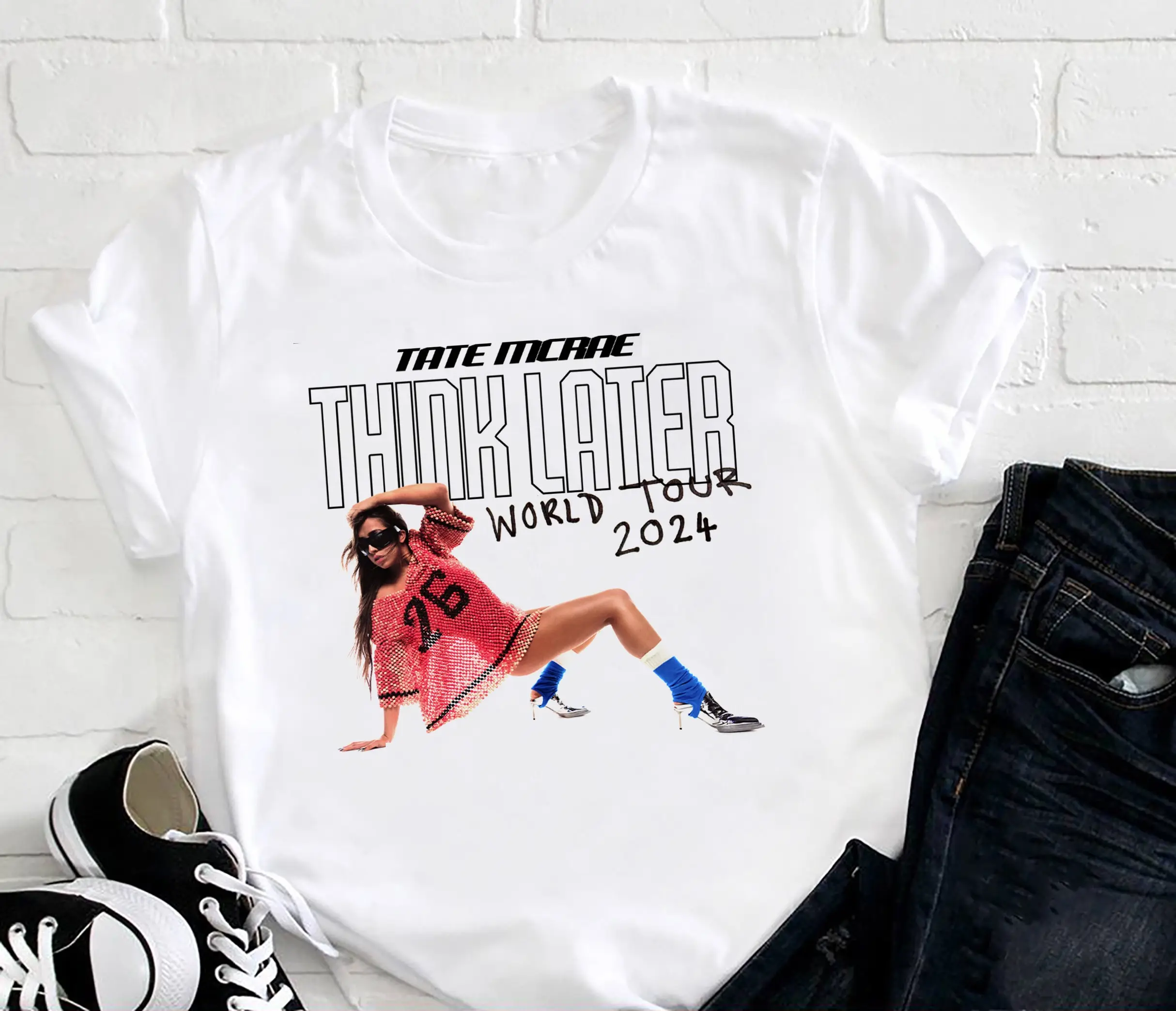 2024 Tate McRae концертная футболка The Think After World Tour Fan GifT Merch