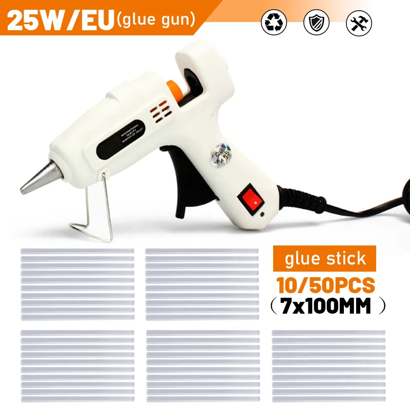

25W Hot Melt Air Glue Gun High Temp Heater Mini Gun Repair Heat Tool Suit With 7mm Glue Sticks For Metal/Wood Working