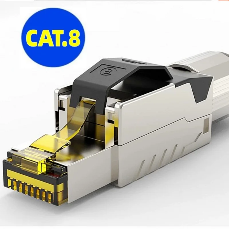 Фото Разъем RJ45 Cat6A, Cat7, Cat8 из цинкового сплава, сетевой модульный коннектор для кабелей Ethernet 22, 23, 24 AWG. №1