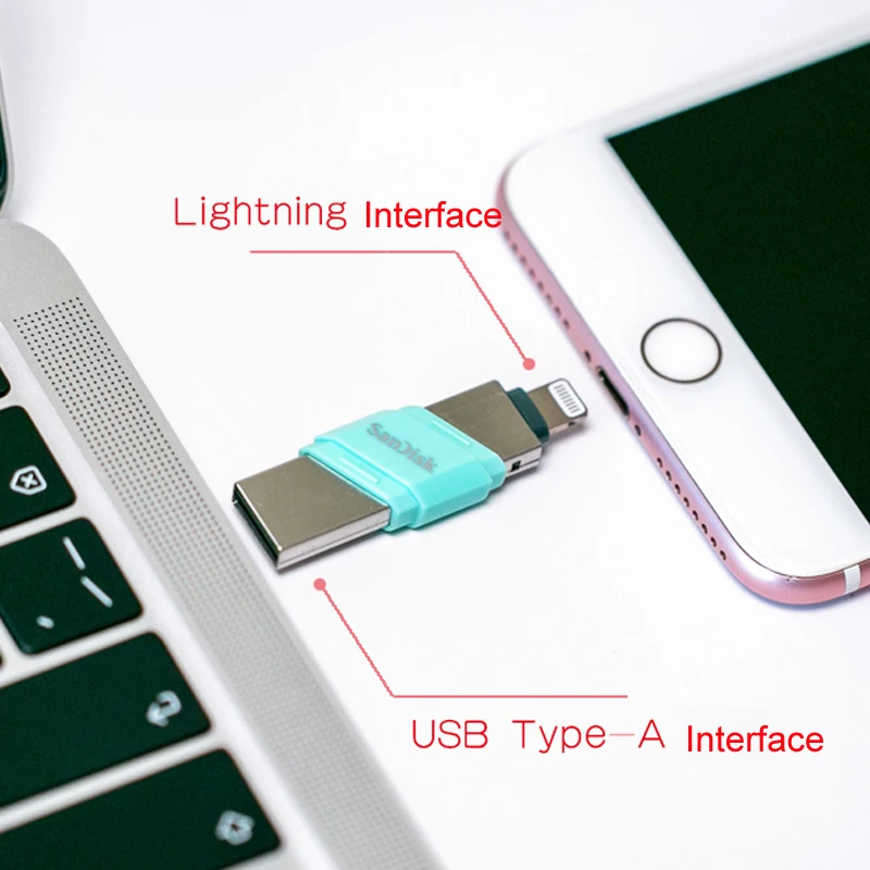 SanDisk Dual Pen Drive OTG Lightning Разъем USB3.0 Флэш-накопитель 256 ГБ 128 64 для iPhone/iPad/iPod