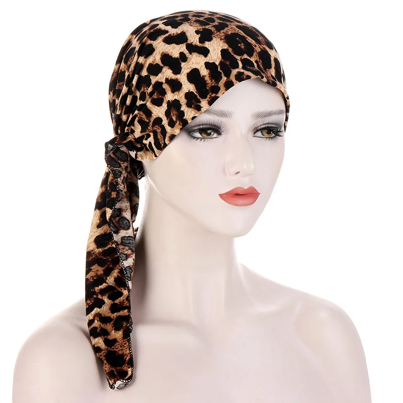 Elegant Floral Headscarf Fashion Printed Women Inner Hijab Caps Muslim Cap Chemo Bonnet Solid Color Head Wraps Ladies Headwear