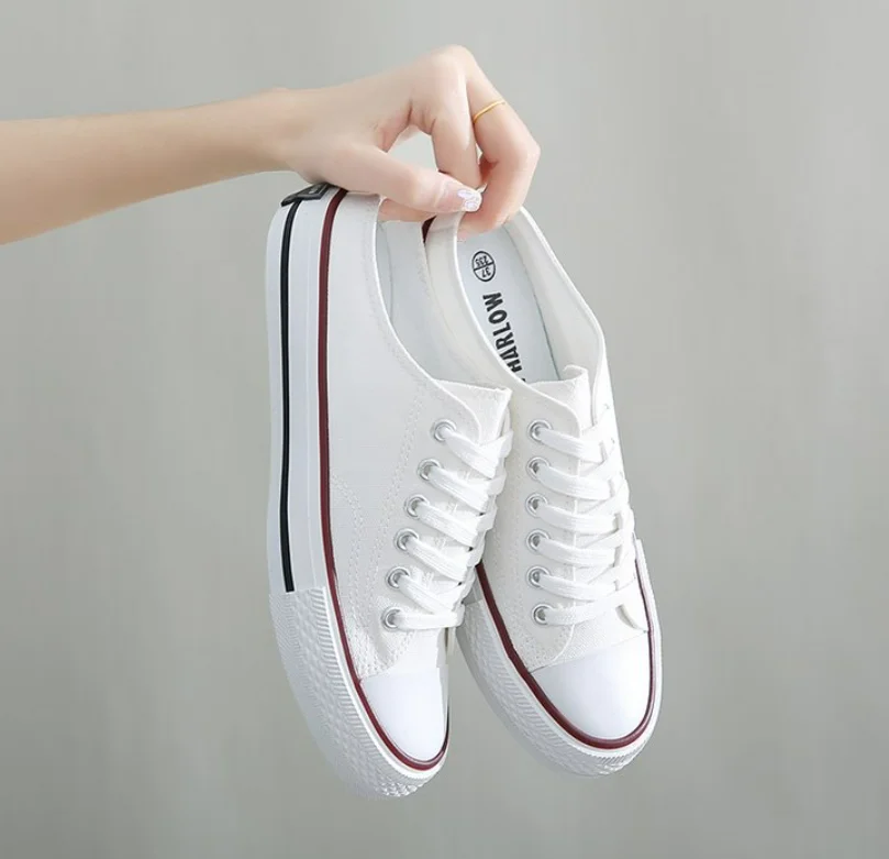 

Туфли женские на плоской подошве, холщовые полуботинки, толстая подошва, без застежки, лоферы, белые, лето