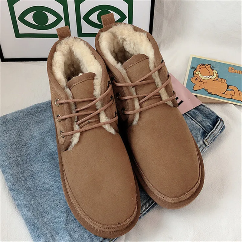 Женские зимние ботинки из натуральной овечьей кожи до щиколотки