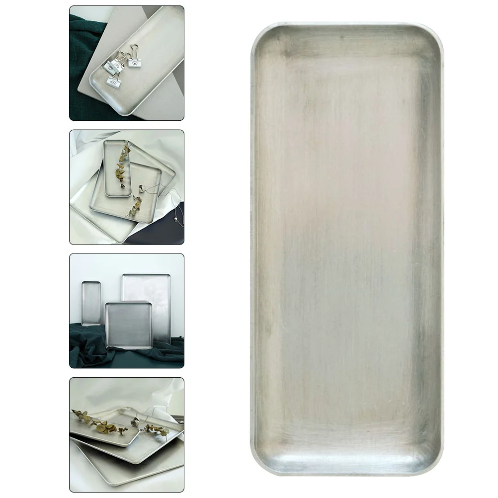 

1pc Aluminum Food Serving Tray Aluminum Storage Plate for Home (Silver)