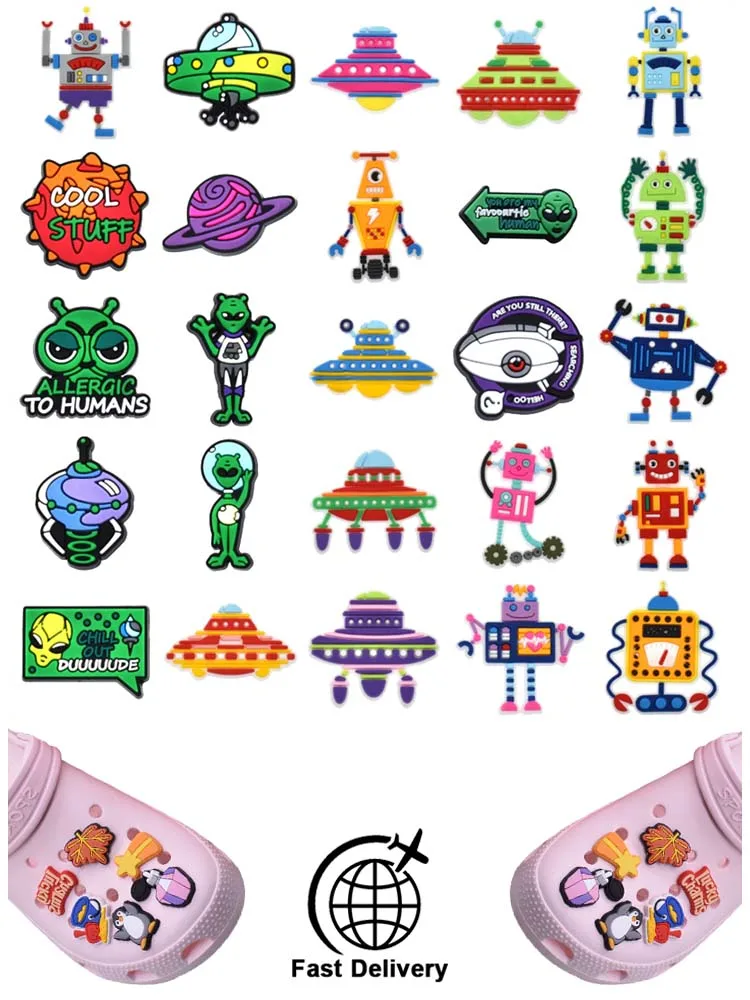 

1Pcs PVC Robot for Croc Charm DIY Shoes Accessories Badge Women Clogs Buckle Kids Pins Decoration Jeans X-mas Gift Dropshipping