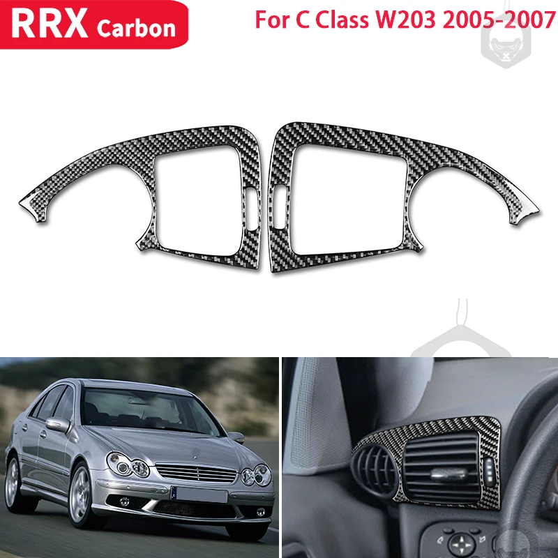 

RRX Car Interiors for Mercedes-Benz W203 C-Class 2005-2007 Real Carbon Fiber Side Air Outlet Frame Trim Stickers Car Accessories