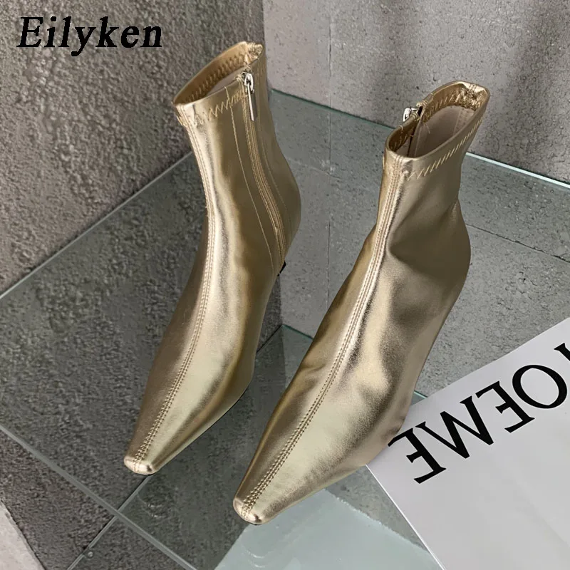 

Eilyken New Design Ankle Boots Women Fashion Spring Autumn Zipper Square Low Heels Comfortable Soft Leather Short Booties Shoes