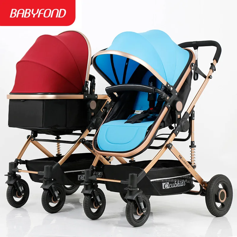 

Boy and Girls Twin Strollers Can Sit and Lying Trolley Could Split High Landscape Lightweight Folding Double Stroller Babyfond